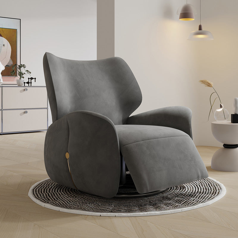 Contemporary Single Power Reclining Chair with Swivel Glider Base Gray Clearhalo 'Chairs & Seating' 'furn' 'furn_recliners' 'Furniture' 'Living Room Furniture' 'Recliners' 7359148