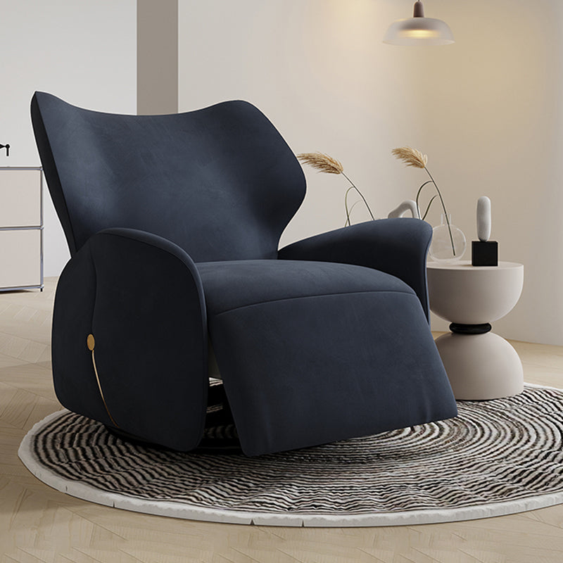 Contemporary Single Power Reclining Chair with Swivel Glider Base Dark Blue Clearhalo 'Chairs & Seating' 'furn' 'furn_recliners' 'Furniture' 'Living Room Furniture' 'Recliners' 7359153