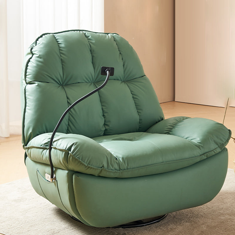 Tufted Faux Leather Recliner Chair Modern 44" Wide Single Reclining Chair with Storage Bracket Included Green Clearhalo 'Chairs & Seating' 'furn' 'furn_recliners' 'Furniture' 'Living Room Furniture' 'Recliners' 7359164