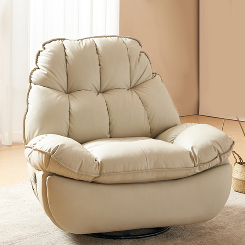 Tufted Faux Leather Recliner Chair Modern 44" Wide Single Reclining Chair with Storage Bracket No Included Beige Clearhalo 'Chairs & Seating' 'furn' 'furn_recliners' 'Furniture' 'Living Room Furniture' 'Recliners' 7359167