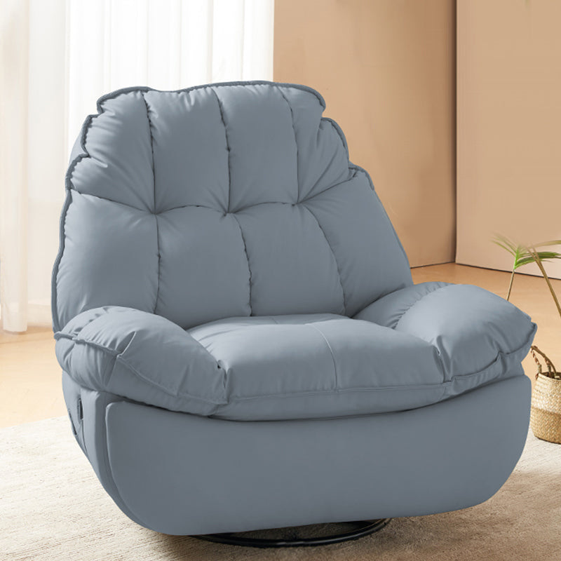 Tufted Faux Leather Recliner Chair Modern 44" Wide Single Reclining Chair with Storage Bracket No Included Blue Gray Clearhalo 'Chairs & Seating' 'furn' 'furn_recliners' 'Furniture' 'Living Room Furniture' 'Recliners' 7359169