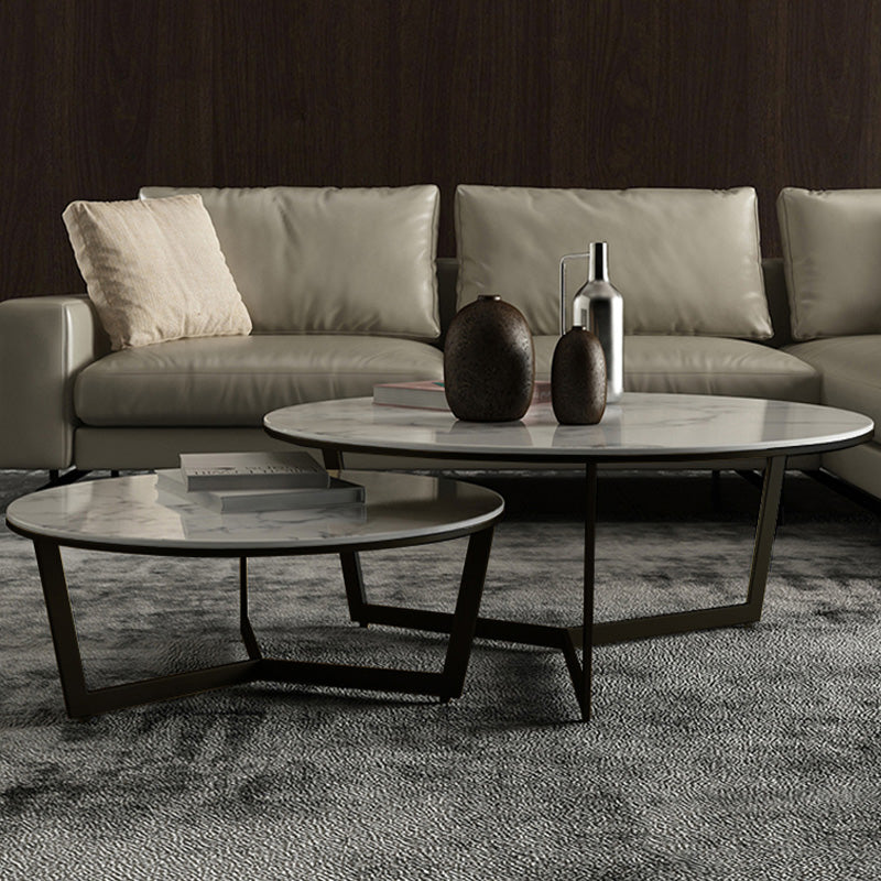 Salontafel met rond frame, leistenen koffietafel of bijzettafel