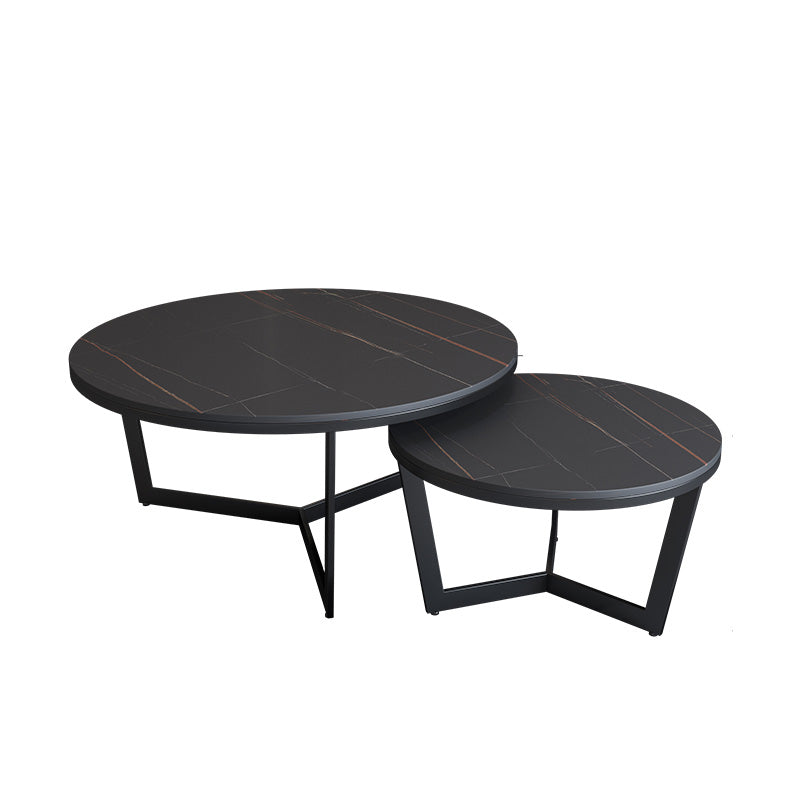 Salontafel met rond frame, leistenen koffietafel of bijzettafel