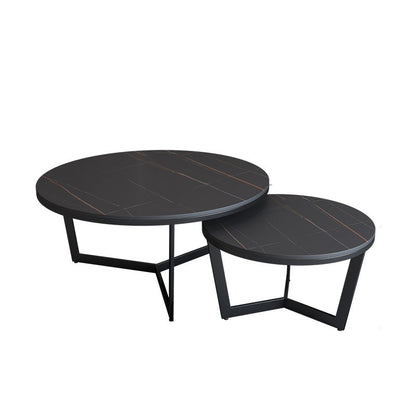 Salontafel met rond frame, leistenen koffietafel of bijzettafel