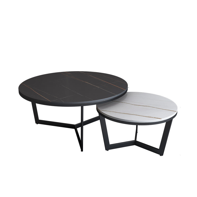 Salontafel met rond frame, leistenen koffietafel of bijzettafel