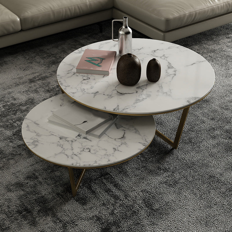 Salontafel met rond frame, leistenen koffietafel of bijzettafel