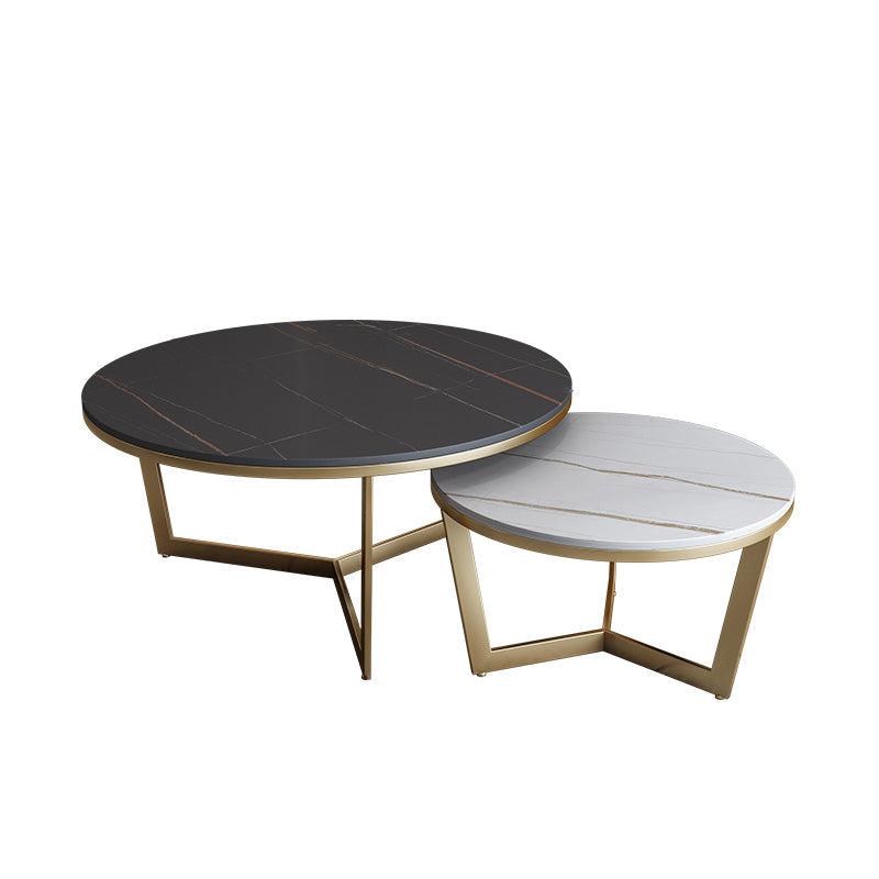 Salontafel met rond frame, leistenen koffietafel of bijzettafel