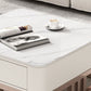 2 Nesting Coffee Table Set Slate & Glass Top Square Cocktail Table with Drawers