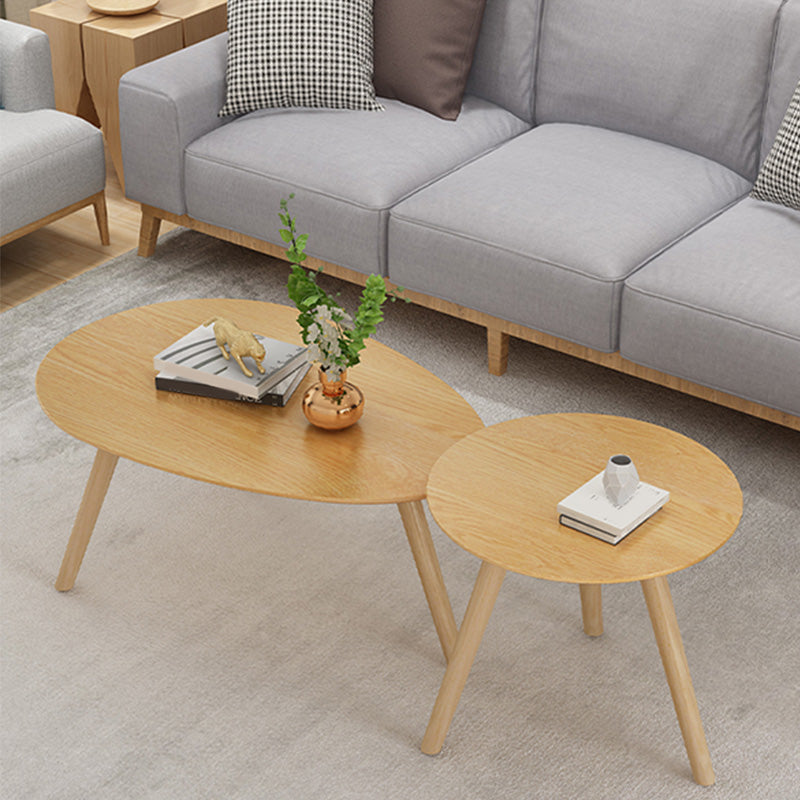 Massief houten salontafelset met 3 poten, moderne geometrische cocktailtafel