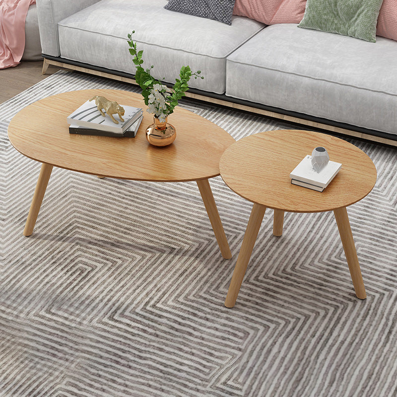 Massief houten salontafelset met 3 poten, moderne geometrische cocktailtafel