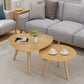 Massief houten salontafelset met 3 poten, moderne geometrische cocktailtafel