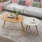 Massief houten salontafelset met 3 poten, moderne geometrische cocktailtafel