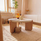 3 Legs Coffee Table Contemporary Round Stone Coffee or End Table