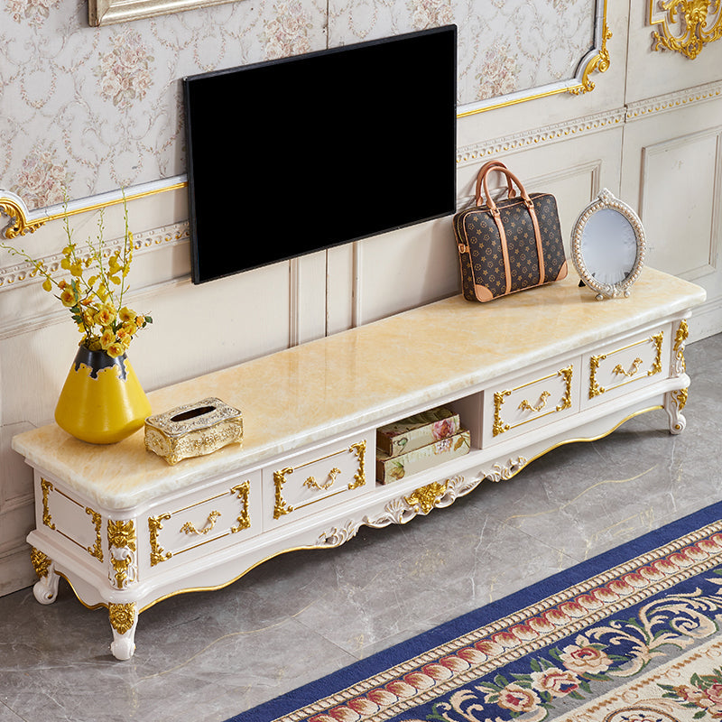 Glam TV Media Stand Open Storage TV Media Console with Drawers Stone Clearhalo 'furn' 'furn_tv_stands_entertainment_centers' 'Furniture' 'Living Room Furniture' 'TV Stands & Entertainment Centers' 'TV Stands & Media Storage Furniture' 'tv_stands_entertainment_centers' 7359631