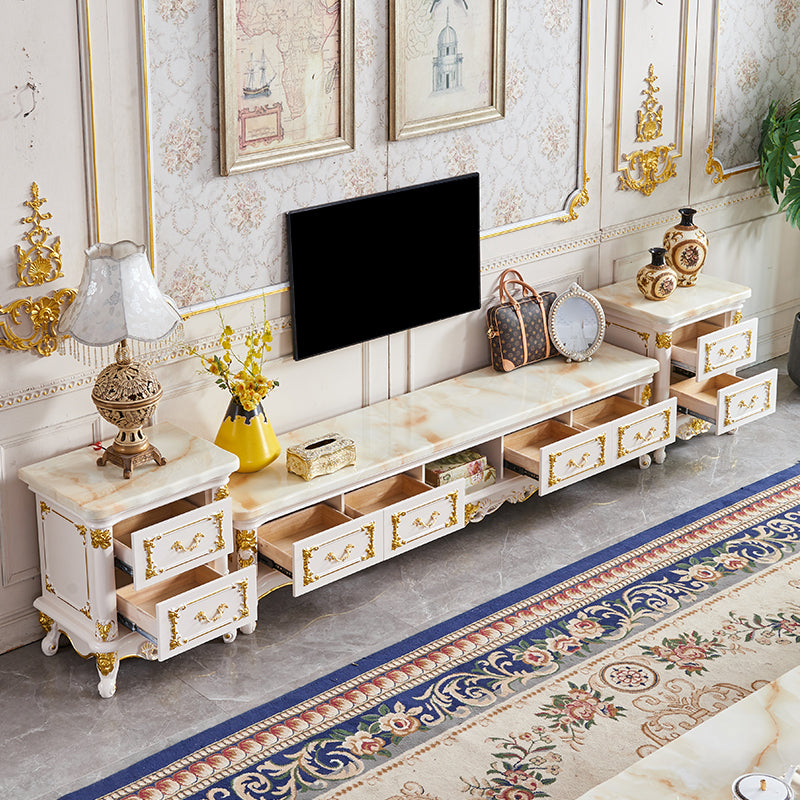 Glam TV Media Stand Open Storage TV Media Console with Drawers Clearhalo 'furn' 'furn_tv_stands_entertainment_centers' 'Furniture' 'Living Room Furniture' 'TV Stands & Entertainment Centers' 'TV Stands & Media Storage Furniture' 'tv_stands_entertainment_centers' 7359634