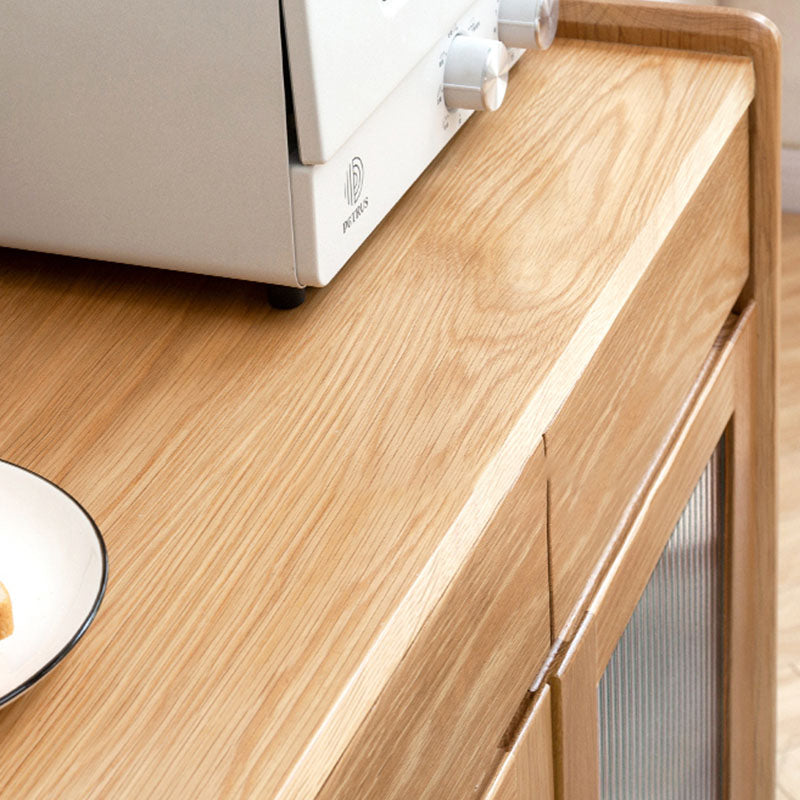 Modern Dining Server Oak Glass Doors Buffet Server for Dining Room Clearhalo 'buffet_sideboard' 'Buffets & Sideboards' 'furn' 'furn_buffet_sideboard' 'Furniture' 'Kitchen & Dining Furniture' 7359710