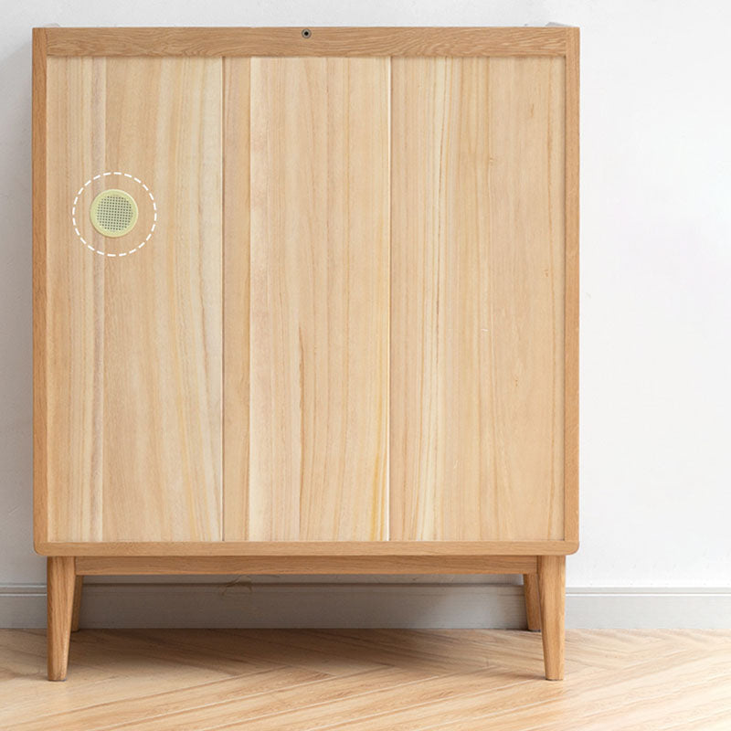 Modern Dining Server Oak Glass Doors Buffet Server for Dining Room Clearhalo 'buffet_sideboard' 'Buffets & Sideboards' 'furn' 'furn_buffet_sideboard' 'Furniture' 'Kitchen & Dining Furniture' 7359711