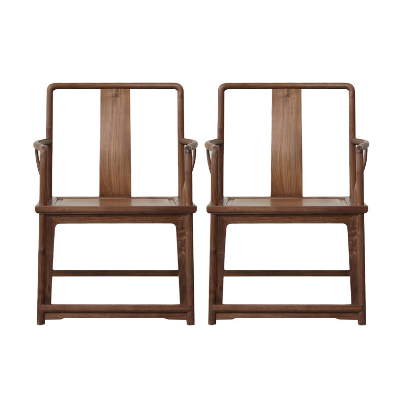 Modern Kitchen Dining Chair Solid Wood Open Back Dining Chair Nut-Brown 2 Piece Set Clearhalo 'Dining Chairs' 'Dining Tables & Seating' 'dining_chair' 'furn' 'furn_dining_chair' 'Furniture' 'Kitchen & Dining Furniture' 7359928