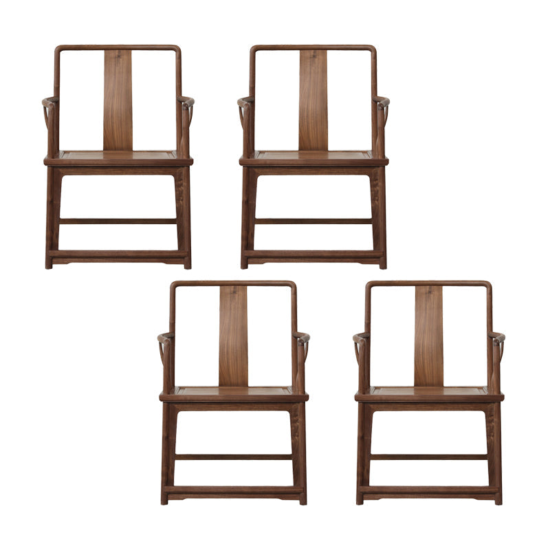Modern Kitchen Dining Chair Solid Wood Open Back Dining Chair Nut-Brown 4 Piece Set Clearhalo 'Dining Chairs' 'Dining Tables & Seating' 'dining_chair' 'furn' 'furn_dining_chair' 'Furniture' 'Kitchen & Dining Furniture' 7359929