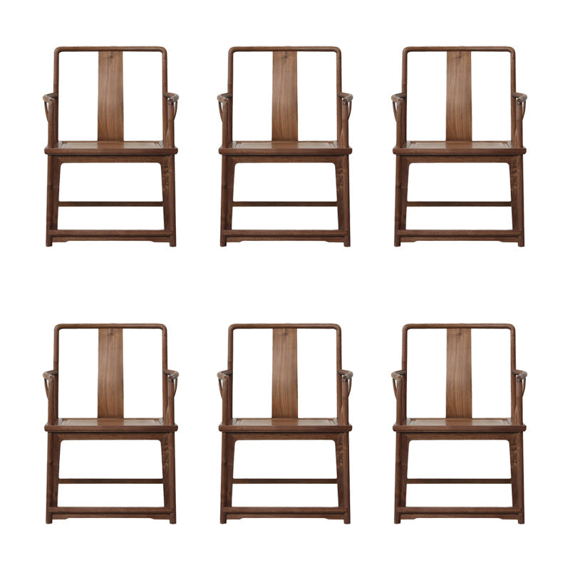 Modern Kitchen Dining Chair Solid Wood Open Back Dining Chair Nut-Brown 6 Piece Set Clearhalo 'Dining Chairs' 'Dining Tables & Seating' 'dining_chair' 'furn' 'furn_dining_chair' 'Furniture' 'Kitchen & Dining Furniture' 7359931