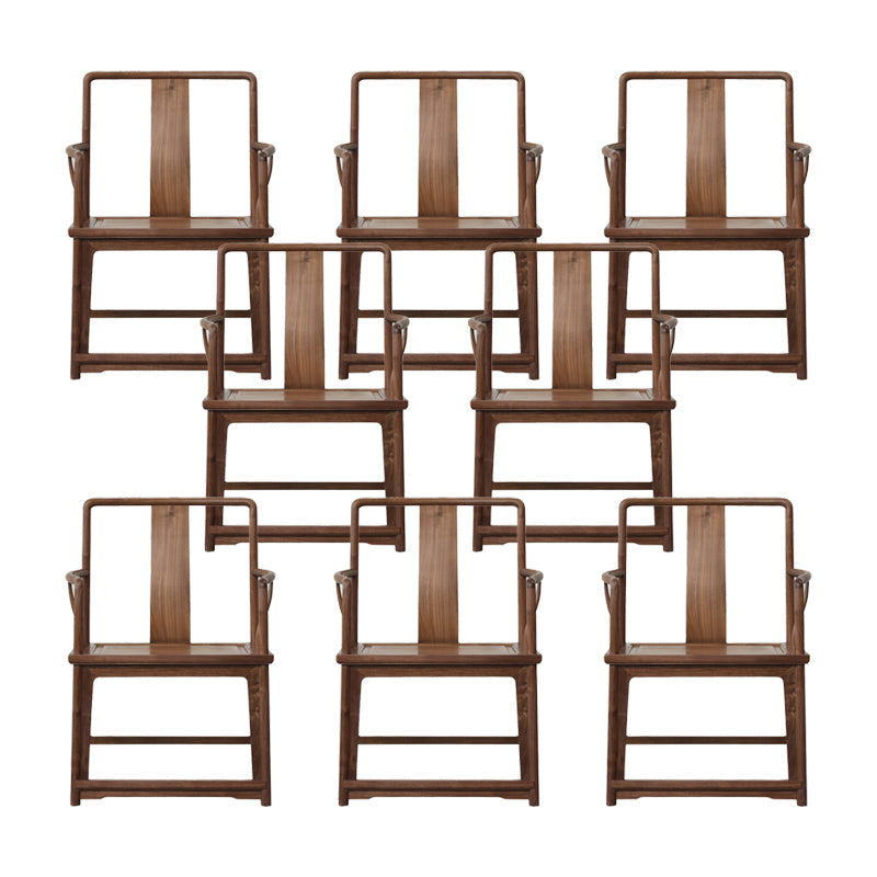 Modern Kitchen Dining Chair Solid Wood Open Back Dining Chair Nut-Brown 8 Piece Set Clearhalo 'Dining Chairs' 'Dining Tables & Seating' 'dining_chair' 'furn' 'furn_dining_chair' 'Furniture' 'Kitchen & Dining Furniture' 7359934