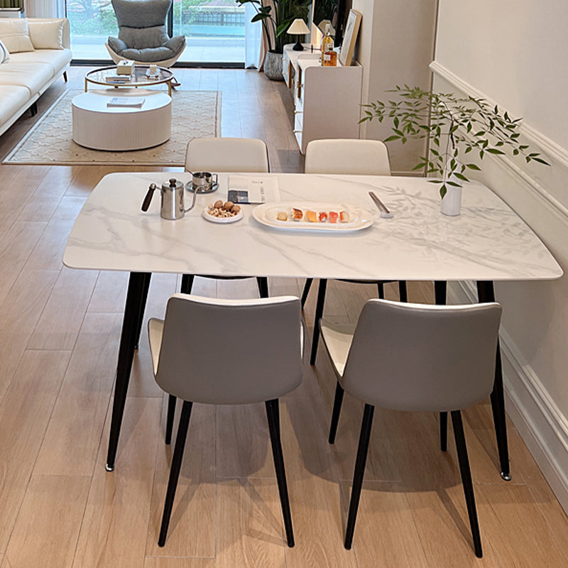 Sintered Stone Dining Table 4 Legs Dining Room Table for Kitchen Clearhalo 'Dining Tables & Seating' 'Dining Tables' 'dining_table' 'furn' 'furn_dining_table' 'Furniture' 'Kitchen & Dining Furniture' 7360677