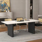 Table à manger rectangulaire avec cadre noir, Table de dinette moderne pour cuisine