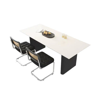 Table à manger rectangulaire avec cadre noir, Table de dinette moderne pour cuisine