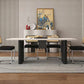 Table à manger rectangulaire avec cadre noir, Table de dinette moderne pour cuisine