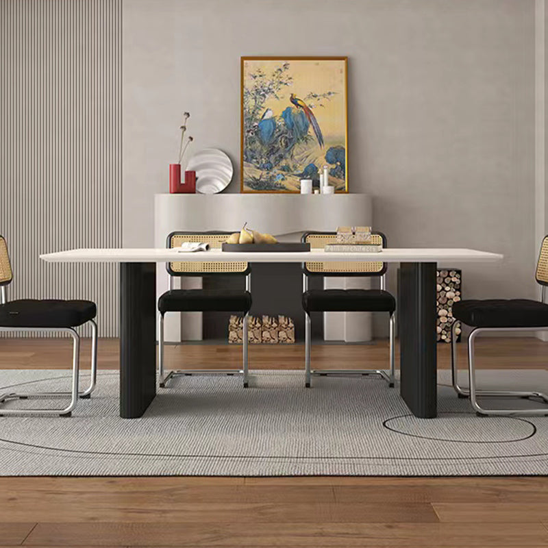 Table à manger rectangulaire avec cadre noir, Table de dinette moderne pour cuisine