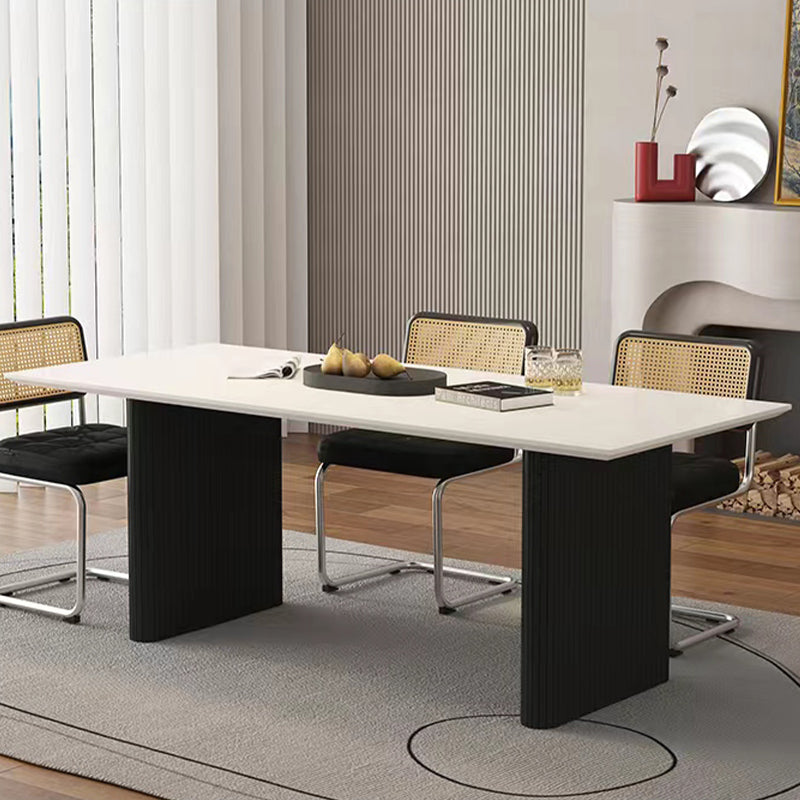 Table à manger rectangulaire avec cadre noir, Table de dinette moderne pour cuisine