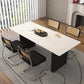 Table à manger rectangulaire avec cadre noir, Table de dinette moderne pour cuisine