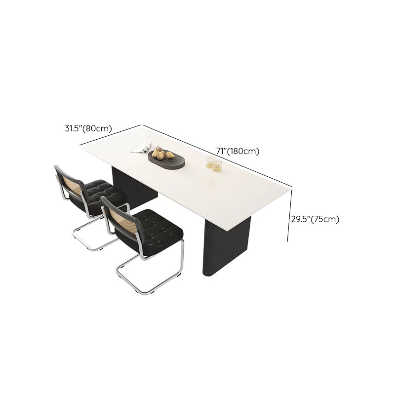 Table à manger rectangulaire avec cadre noir, Table de dinette moderne pour cuisine