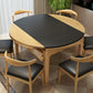 Dining Room Dinner Table 4 Legs Extendable Wood Dining Table Wood-Black Without Chairs Clearhalo 'Dining Tables & Seating' 'Dining Tables' 'dining_table' 'furn' 'furn_dining_table' 'Furniture' 'Kitchen & Dining Furniture' 7360725