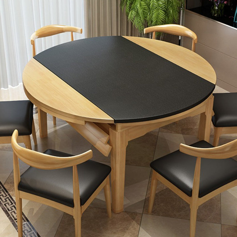 Dining Room Dinner Table 4 Legs Extendable Wood Dining Table Wood-Black Without Chairs Clearhalo 'Dining Tables & Seating' 'Dining Tables' 'dining_table' 'furn' 'furn_dining_table' 'Furniture' 'Kitchen & Dining Furniture' 7360725