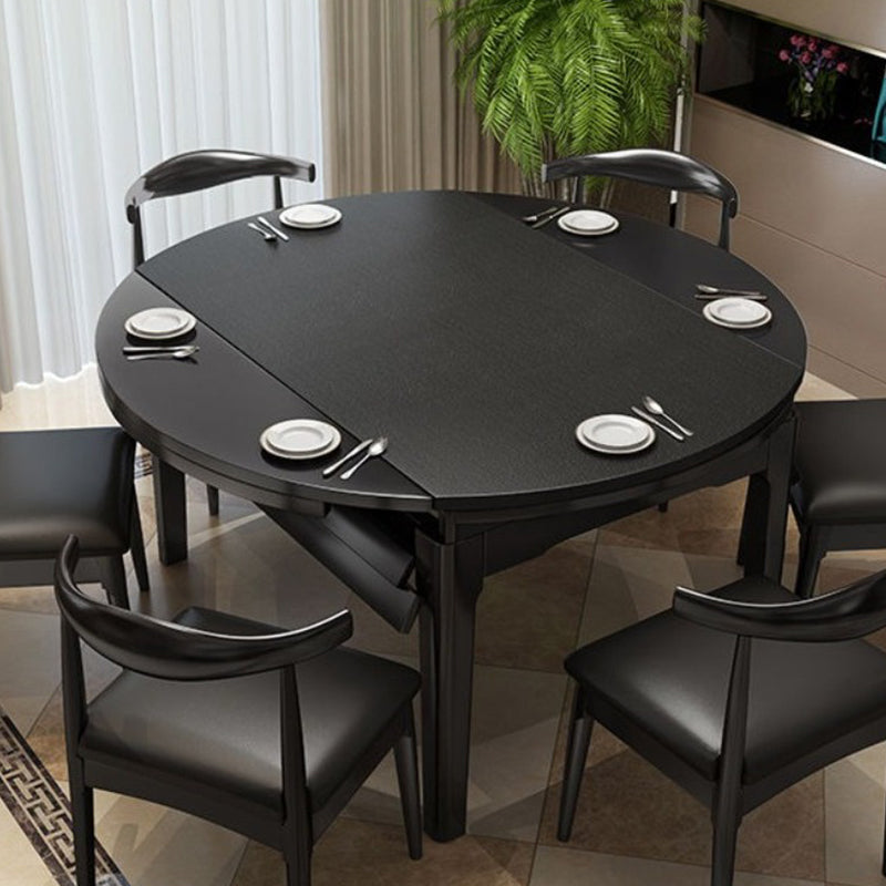 Dining Room Dinner Table 4 Legs Extendable Wood Dining Table Black Without Chairs Clearhalo 'Dining Tables & Seating' 'Dining Tables' 'dining_table' 'furn' 'furn_dining_table' 'Furniture' 'Kitchen & Dining Furniture' 7360726