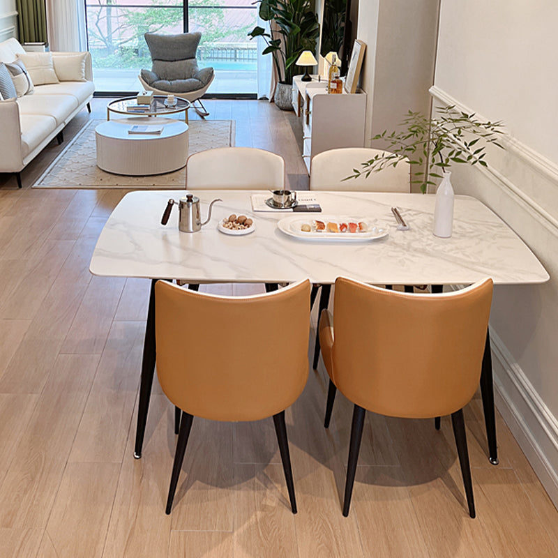 4 Legs Dining Table White Sintered Stone Dining Table for Kitchen Clearhalo 'Dining Tables & Seating' 'Dining Tables' 'dining_table' 'furn' 'furn_dining_table' 'Furniture' 'Kitchen & Dining Furniture' 7360740