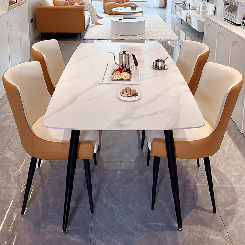4 Legs Dining Table White Sintered Stone Dining Table for Kitchen Clearhalo 'Dining Tables & Seating' 'Dining Tables' 'dining_table' 'furn' 'furn_dining_table' 'Furniture' 'Kitchen & Dining Furniture' 7360741