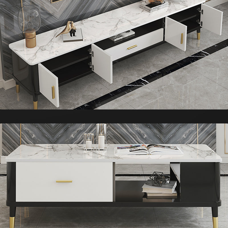 Open Storage TV Media Console Stone TV Console for Living Room Clearhalo 'furn' 'furn_tv_stands_entertainment_centers' 'Furniture' 'Living Room Furniture' 'TV Stands & Entertainment Centers' 'TV Stands & Media Storage Furniture' 'tv_stands_entertainment_centers' 7360771