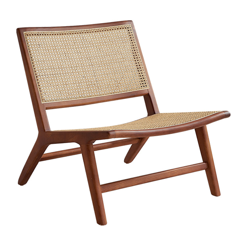 Solid Wood Armless Chair Woven Back Lounge Chair for Living Room Walnut Fabric 1 Piece Clearhalo 'Accent Chairs' 'accent_chairs' 'Chairs & Seating' 'furn' 'furn_accent_chairs' 'Furniture' 'Living Room Furniture' 7361170