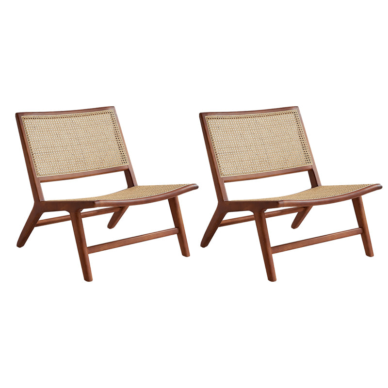Solid Wood Armless Chair Woven Back Lounge Chair for Living Room Walnut Fabric 2 Piece Set Clearhalo 'Accent Chairs' 'accent_chairs' 'Chairs & Seating' 'furn' 'furn_accent_chairs' 'Furniture' 'Living Room Furniture' 7361171
