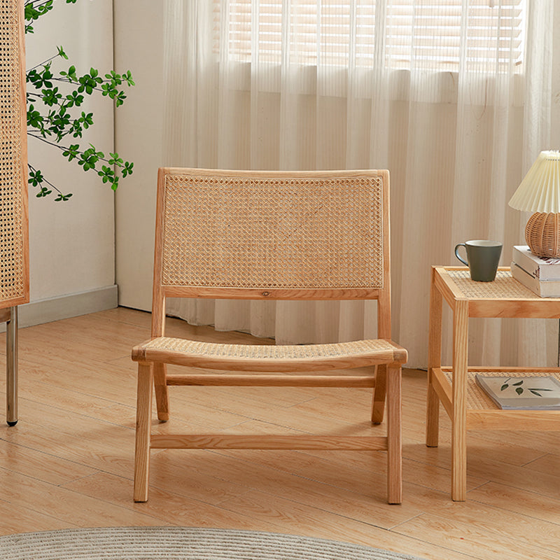 Solid Wood Armless Chair Woven Back Lounge Chair for Living Room Clearhalo 'Accent Chairs' 'accent_chairs' 'Chairs & Seating' 'furn' 'furn_accent_chairs' 'Furniture' 'Living Room Furniture' 7361174