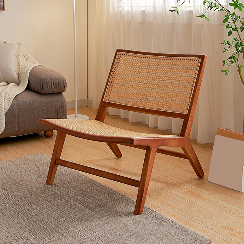 Solid Wood Armless Chair Woven Back Lounge Chair for Living Room Clearhalo 'Accent Chairs' 'accent_chairs' 'Chairs & Seating' 'furn' 'furn_accent_chairs' 'Furniture' 'Living Room Furniture' 7361176