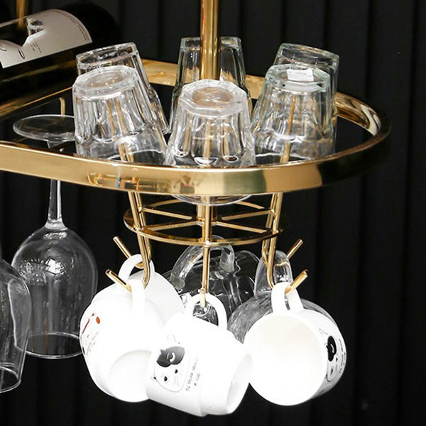 Roestvrijstalen wijnrek moderne eenvoudige hangende wijnrekhouder in goud