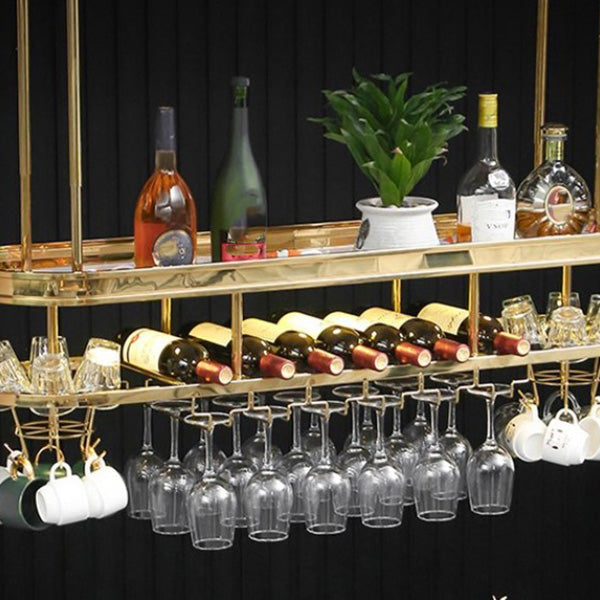 Roestvrijstalen wijnrek moderne eenvoudige hangende wijnrekhouder in goud