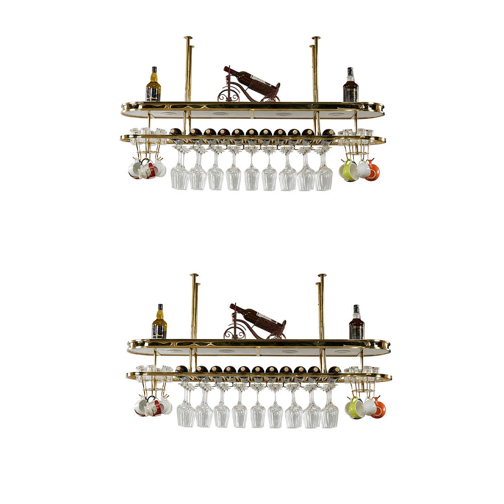 Roestvrijstalen wijnrek moderne eenvoudige hangende wijnrekhouder in goud