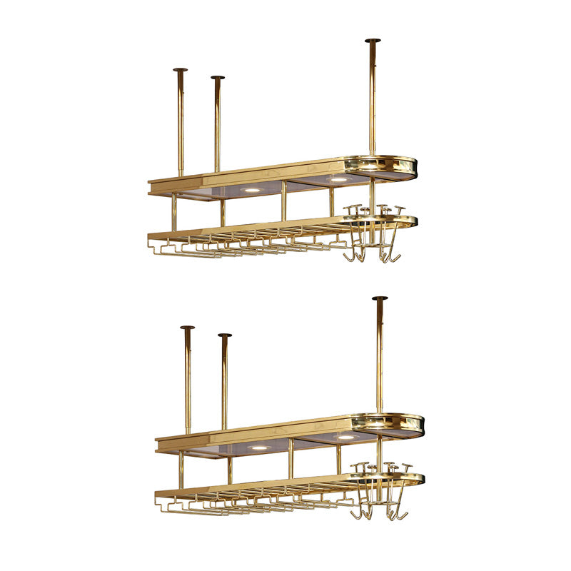 Roestvrijstalen wijnrek moderne eenvoudige hangende wijnrekhouder in goud