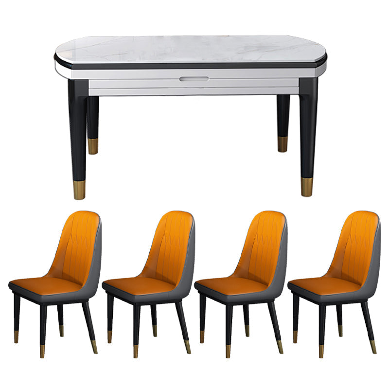 Moderne Stil Steinmöbel 5/7/9 PCs 4 Bein Tisch mit Armless Chair