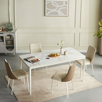 Moderne Stil Steinmöbel 5/7 PCs weiße Rechtecktisch mit Essstuhl
