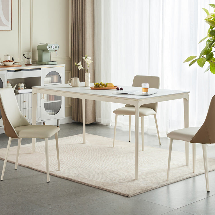 Moderne Stil Steinmöbel 5/7 PCs weiße Rechtecktisch mit Essstuhl
